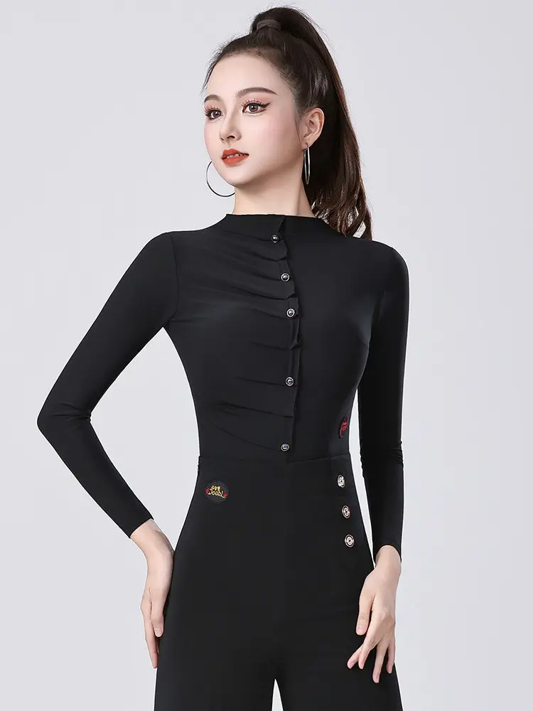 

2026 Latin Dance Top Women's New Adult Siamese Practice Gb Modern Dance Long Sleeve Friendship Dance Costume