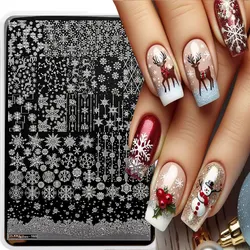 XXXL Christmas Snowflake Nail Stamping Plates 14.5X9.5cm Elk Snowman Nail Plate Nail Stencils Mold Tool New Year Nail Templates