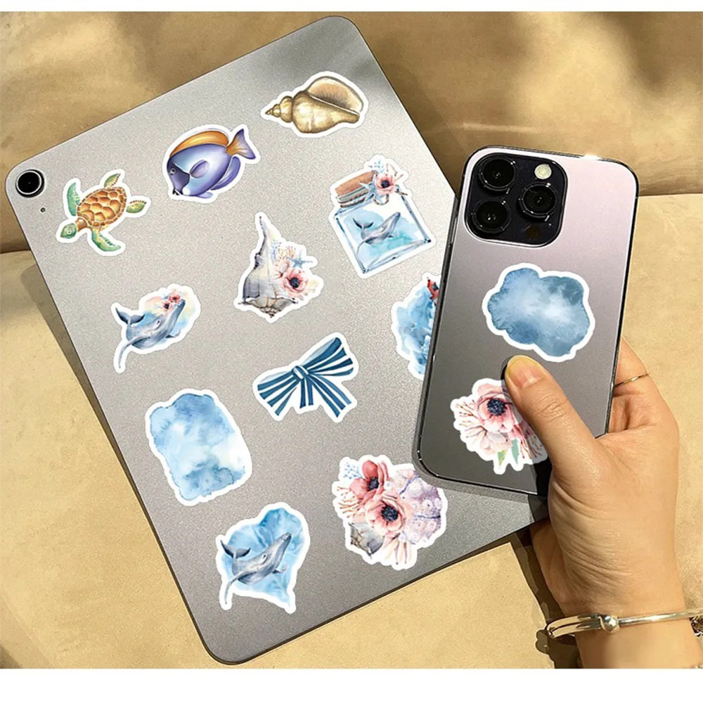 10/30/63PCS Beautiful Sea World Blue Cartoon Sticker DIY Phone Laptop Luggage Skateboard Graffiti Decals Fun for Kid Toy