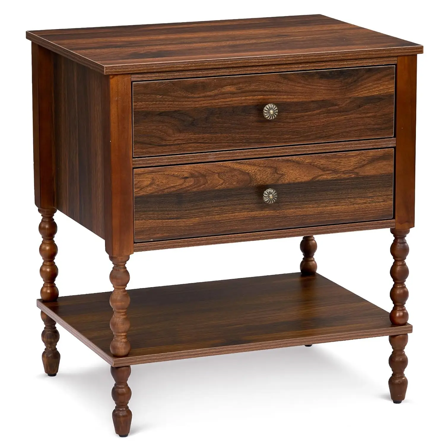 

Прикроватная тумбочка с зарядной станцией, тумба в стиле фермерского дома для спальни, прикроватная тумбочка из соснового дерева с ящиками, коричневая (2 шт., на заказ)