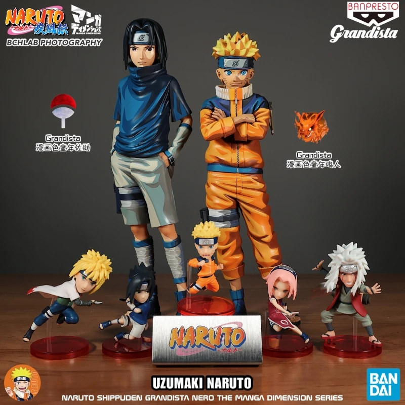 

In Stock Bandai Naruto Grandista Childhood Naruto Sasuke Manga Color Handmade Model Decorative Gift