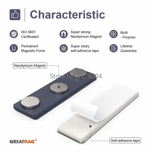 Imagen 2 del producto Soporte magnético para insignia de nombre, 10 piezas, 3 imanes, 44x13mm/1,76x0,5 pulgadas