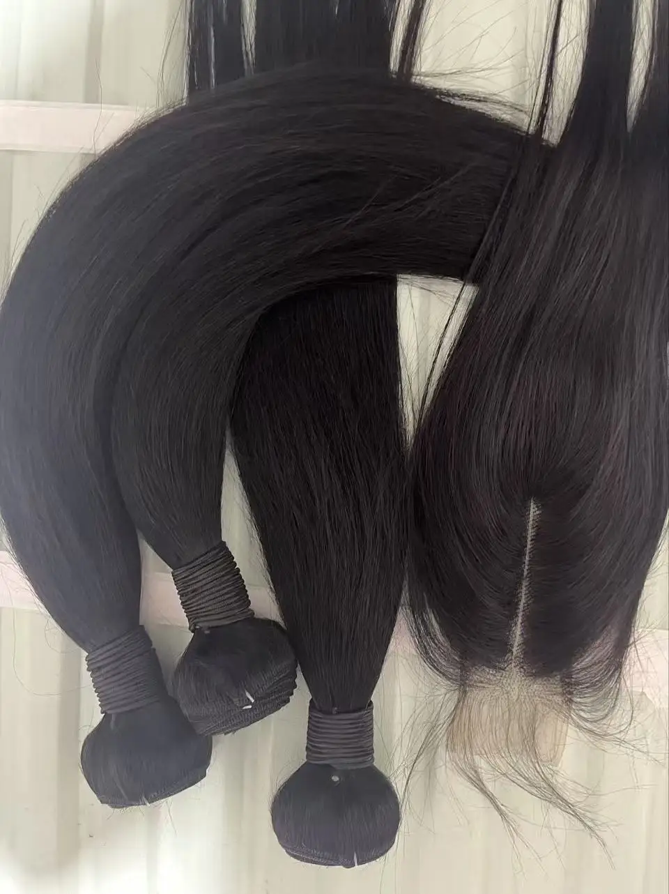 Body Wave-bundels Echt haar met sluiting Ruw haarbundels 100% echt haar 3/4 Braziliaanse bundels van echt haar 2x6 Hd-vetersluiting - afbeelding 1