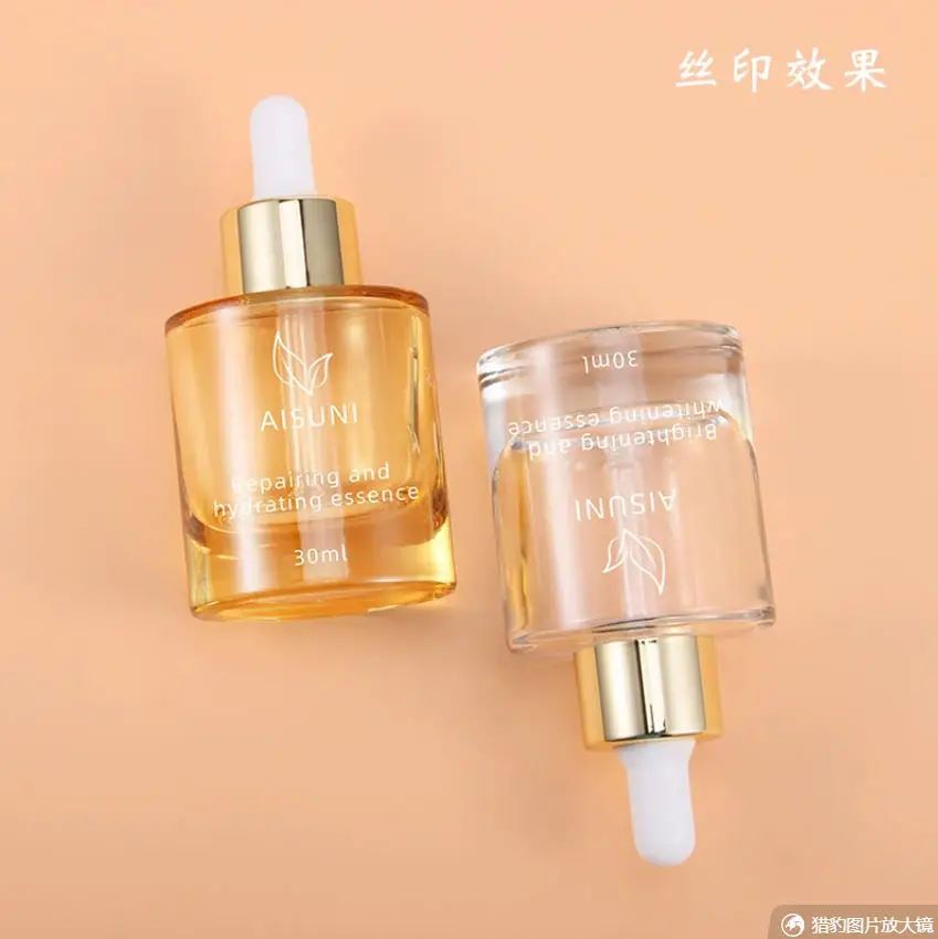 30ml round glass dropper bottle gold lid bulb oil/serum/essence/liquid/water/moisturer skin care cosmetic packing