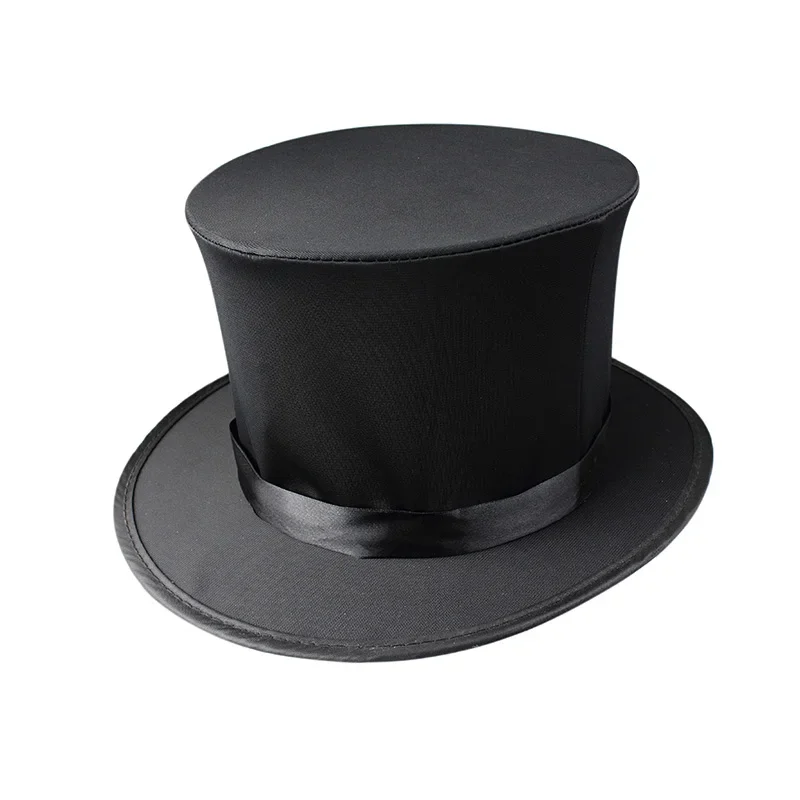 Folding Top Hat Spring Magic Tricks ( Black & Playing Card Pattern )Appearing/Vanishing Objects Hat Stage Accessories Gimmick