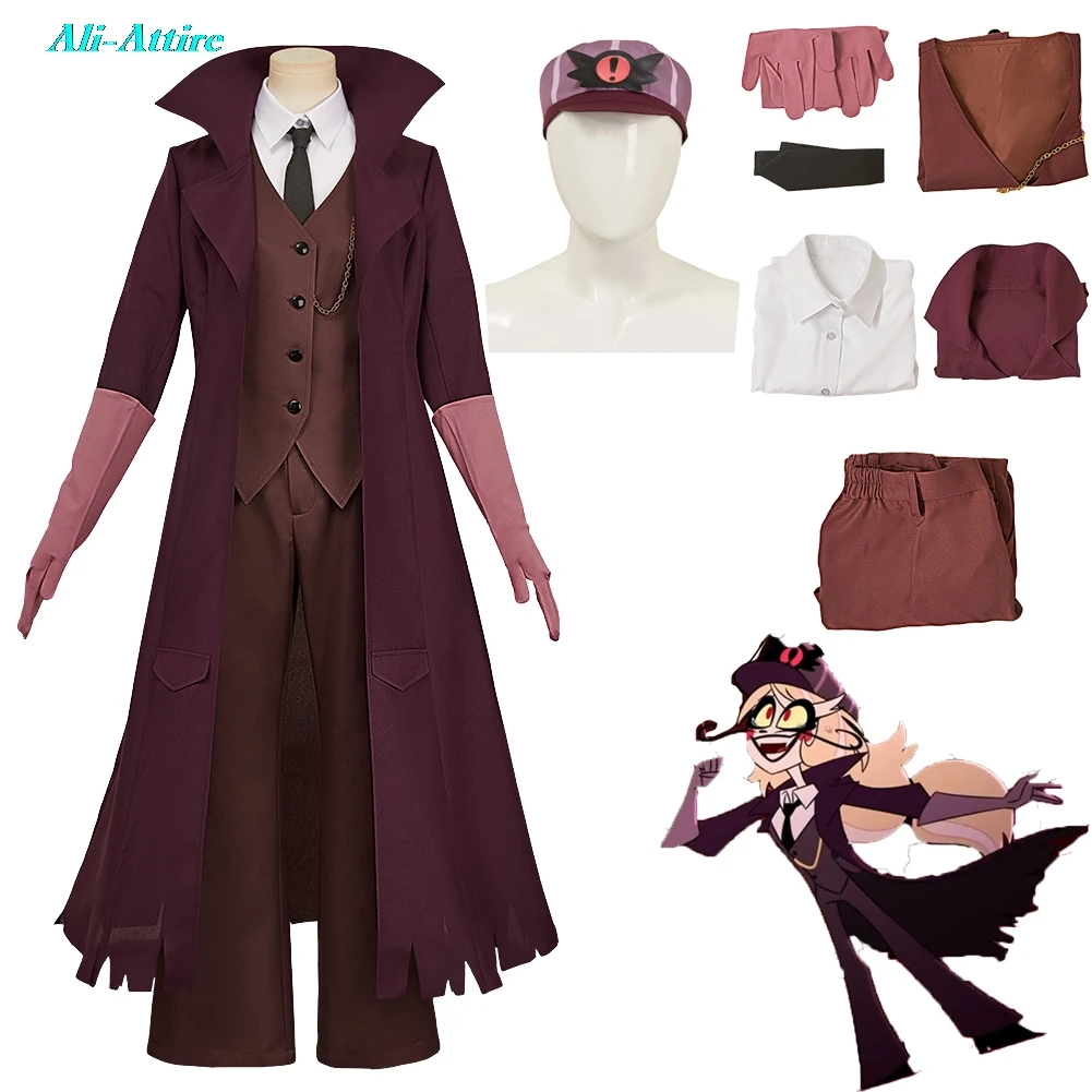 

TV Hell Inn Cosplay Charlie Morningstar Top Pants Hat Cloth Party Disguise Cap Outfit Suits Roleplay Halloween Costume Carnival