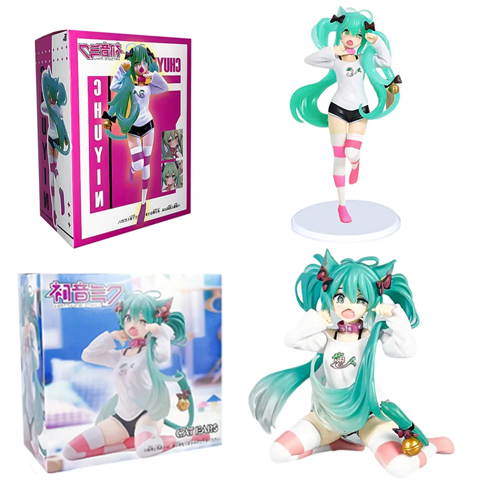 12 cm desktop schattige kat oor Hatsune Miku leuke stijl anime pop speelgoed PVC model collectible pop kinderen verjaardagscadeau