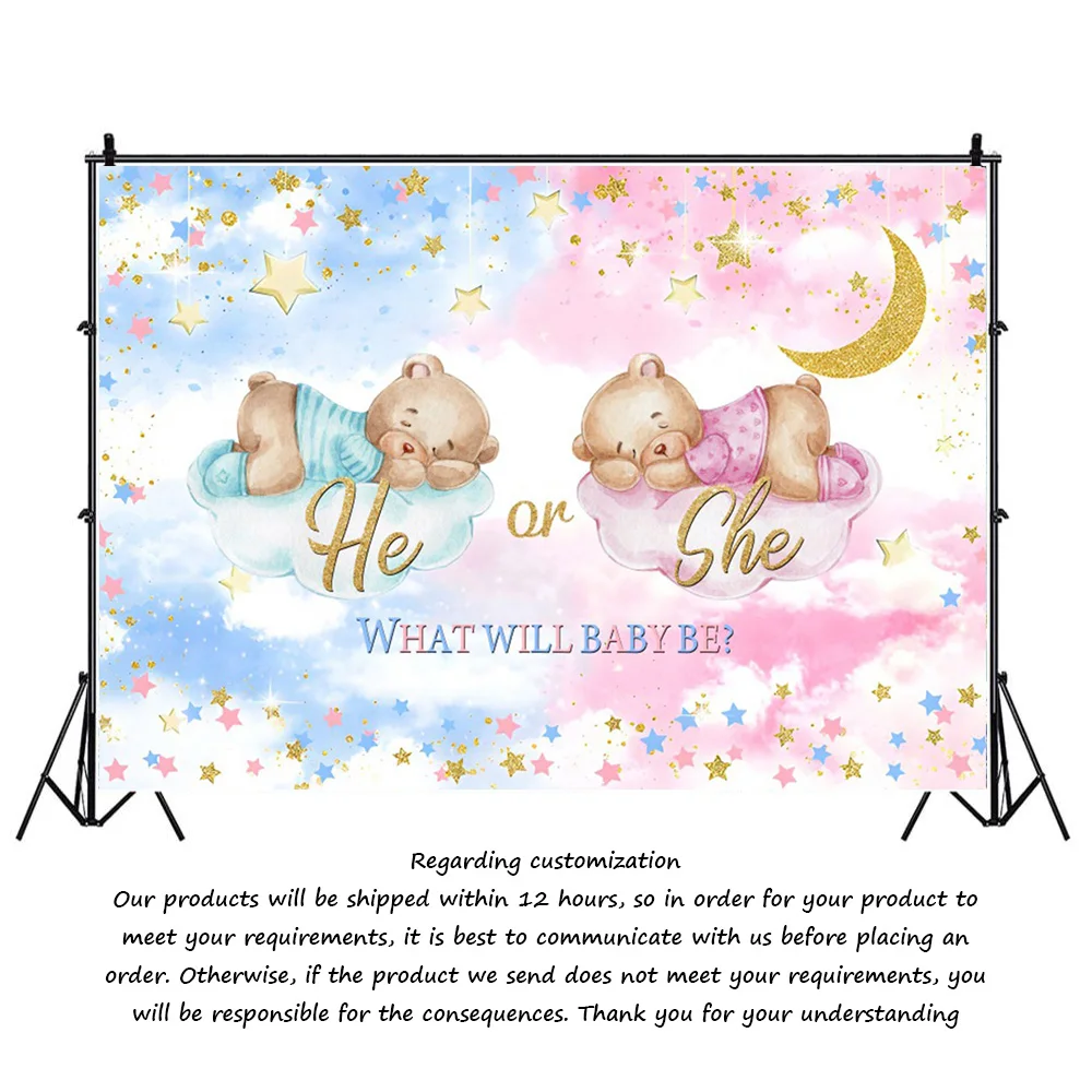 Baby Gender Reveal Boy or Girl He or She Background BabyShower Party Decoration Banner Newborn Pregnant Mom Photography Supplies