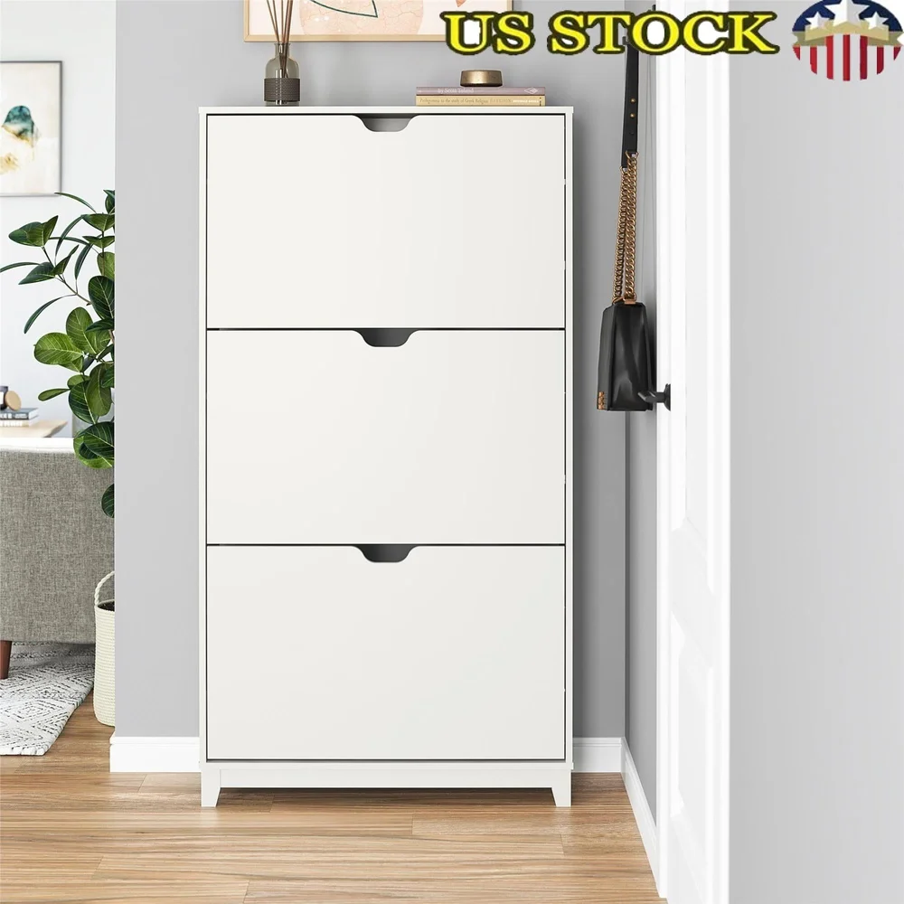 

3-Tier Shoe Storage Cabinet Durable Metal Wall Mountable Space Saving Design Entryway Bedroom Holds 18 Pairs Easy Assembly