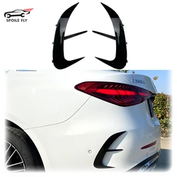 For Mercedes Benz W206 Sedan C200 C260 C300 2022 AMG Rear Bumper Lip Splitter Spoiler Side Canards By Glossy Black Carbon Fiber