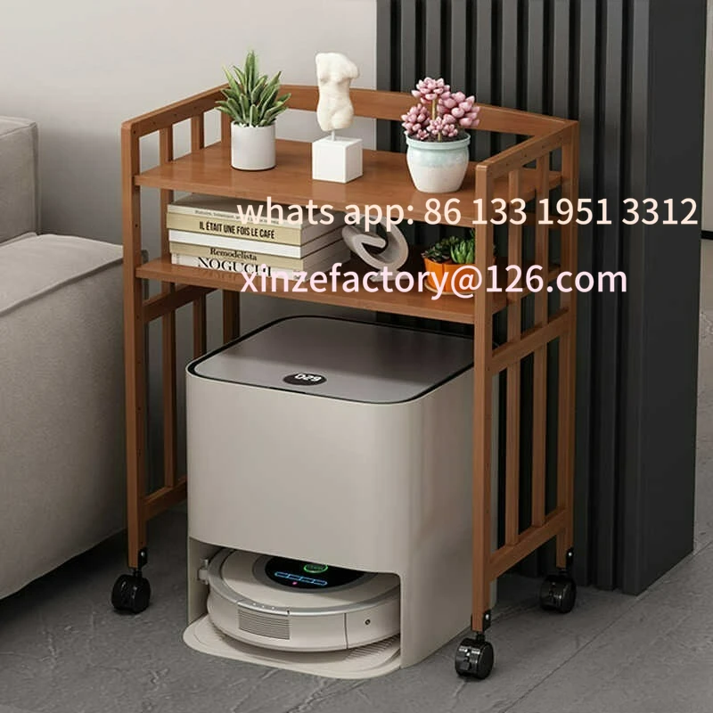 

Customizable sweeping robot floor multi-layer rack with wheels storage rack household living room