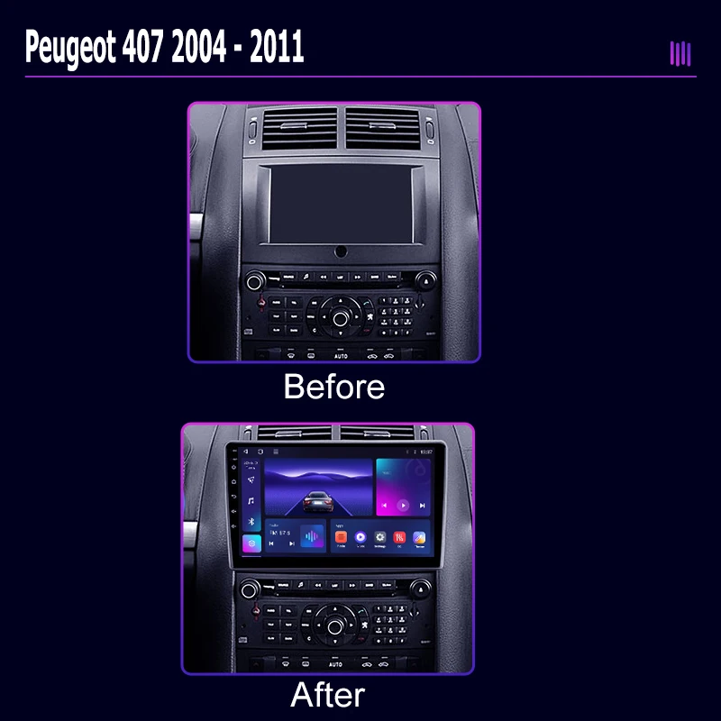 roadivox Android car radio for Peugeot 407 2004 2011 GPS Navigation video screen Multimedia Player tape recorder carplay 4G