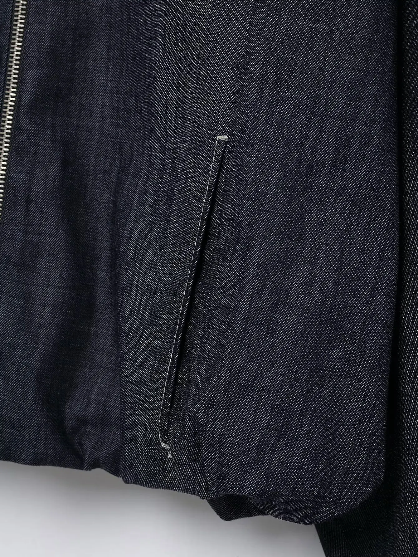 HH Neue Street Fashion Denim Bomber Jacke Für Frauen Einfarbig Stehkragen Zipper Mit Tasche Ballon Stil Kausalen Mäntel – Detail 9