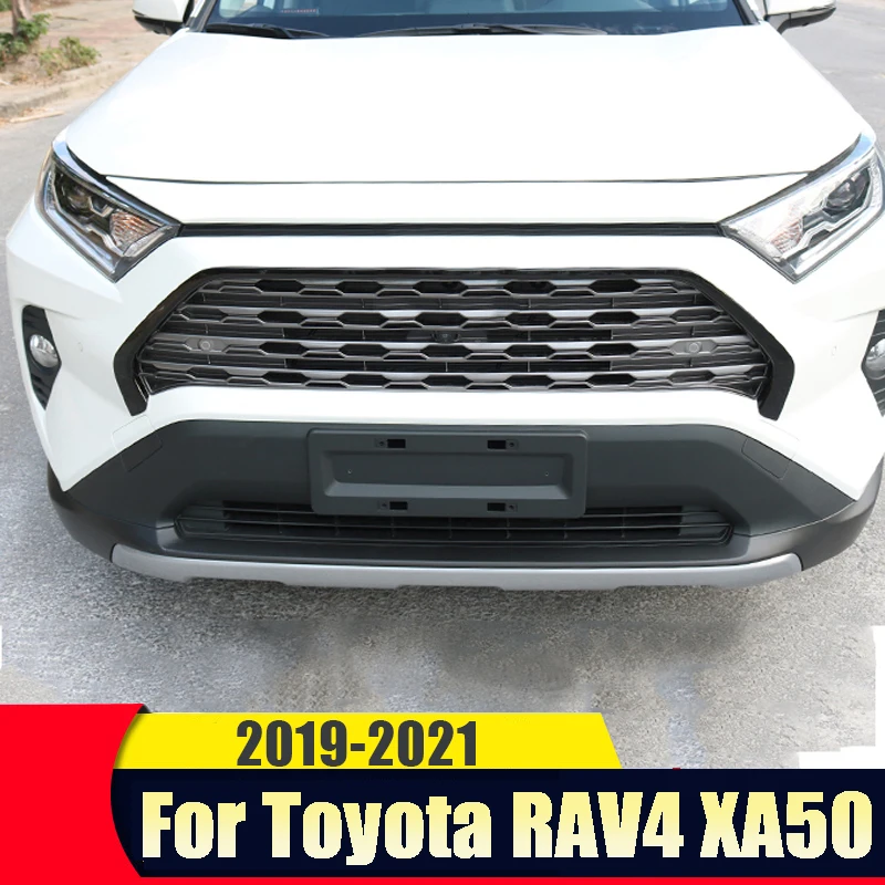 

Передняя решетка автомобиля, отделочные полосы, декоративная крышка ABS для Toyota RAV4 RAV 4 2019 2020 2021 XA50, внешние модифицированные аксессуары