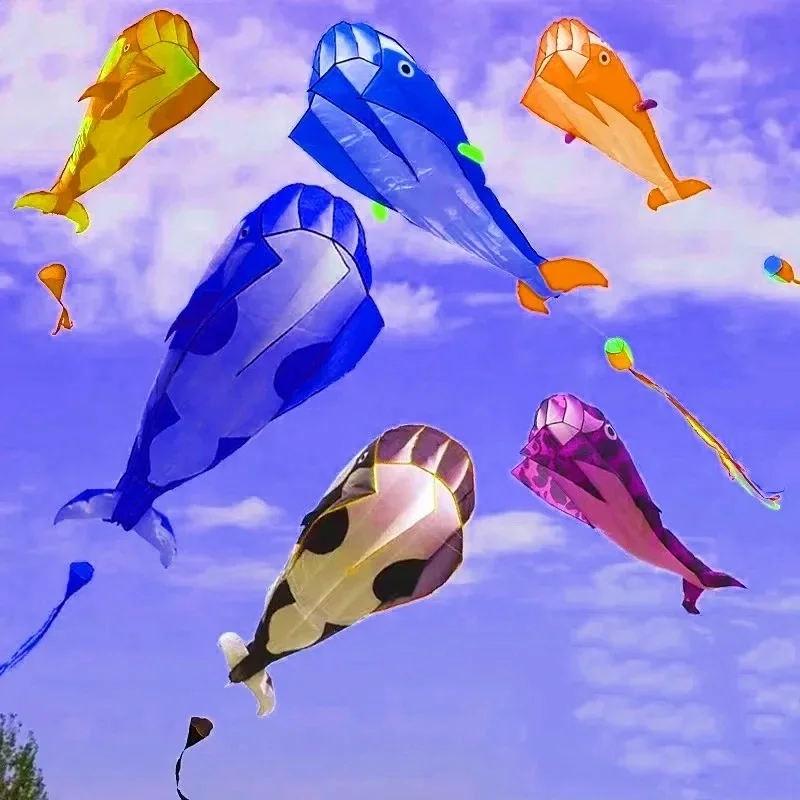 Free shipping large soft kite dolphin kite nylon kite line animated kites flying inflatable outdoor games for childrens windsock