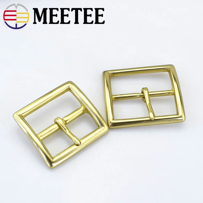 Meetee 40/45mm Pure Copper Belt Buckle Stainless Steel Metal Belts Buckles Head Needle Pants DIY Jeans Waistband Accessories