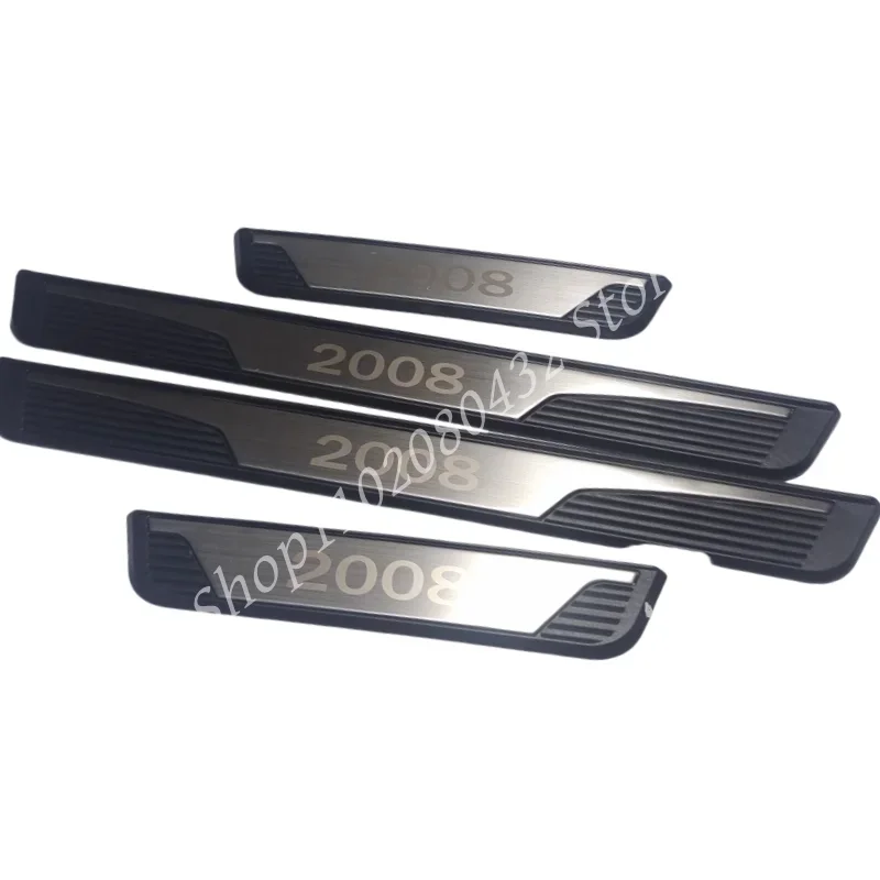 For Peugeot 2008 GT Car Door Sill Protector Scuff Plate Accessories Pedal Styling Sticker 2021 2020 2019 2018 2017 2015 2016