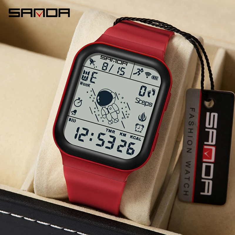 

SANDA Top Brand Men Watches Fitness Running Sports Passometer Calories Tracker Countdown 50M Waterproof LED Digital Watch Luxury