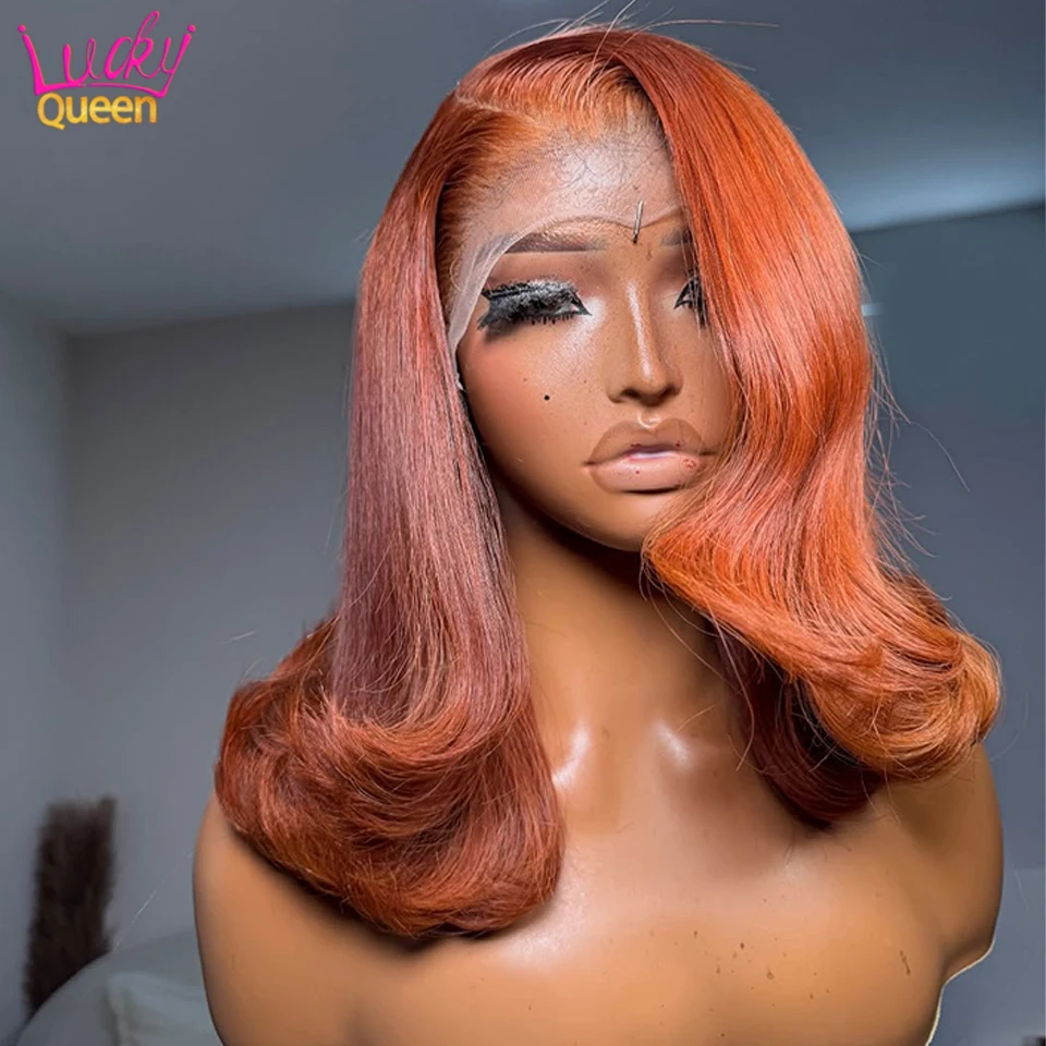 

Ombre Ginger Orange Human Hair Wig Body Wave 13x4 Lace Front Human Hair Wig For Women Wig Pre Plucked Elegant Glueless 14A Grade