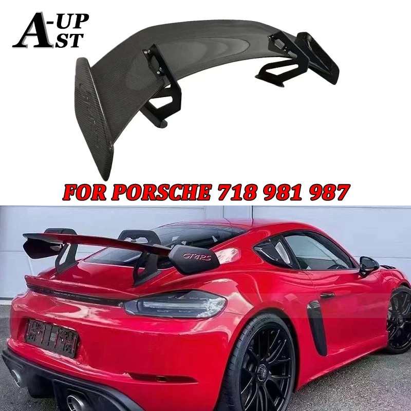 

For Porsche 718 981 987 GT4RS Style Carbon Fiber Tail fins Rear Deck Spoiler Body Kits Rear Wing Guide Wing Car Accessories