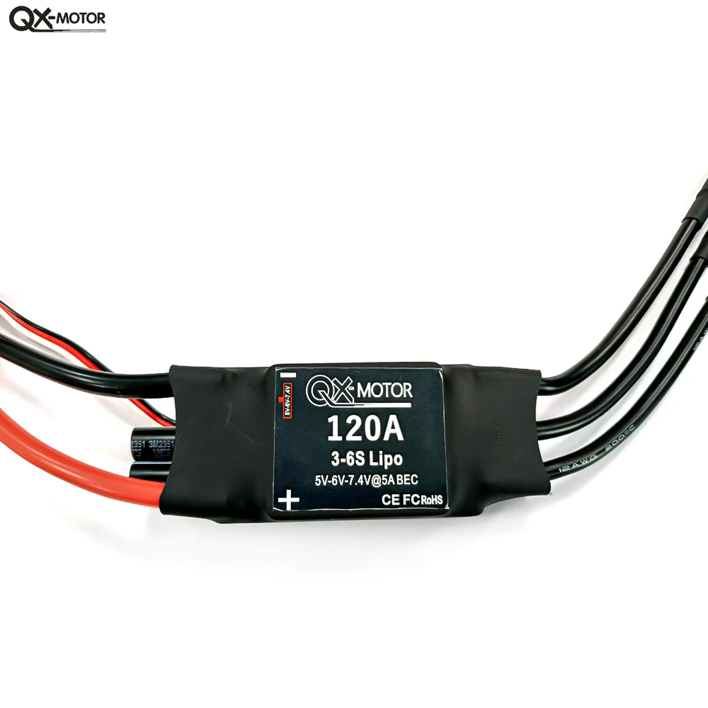 

QX-MOTOR Бесщеточный ESC 120A 3-6S с BEC подходит для 80 мм EDF 90 мм EDF RC Мультироторный вертолет Запчасти для дронов
