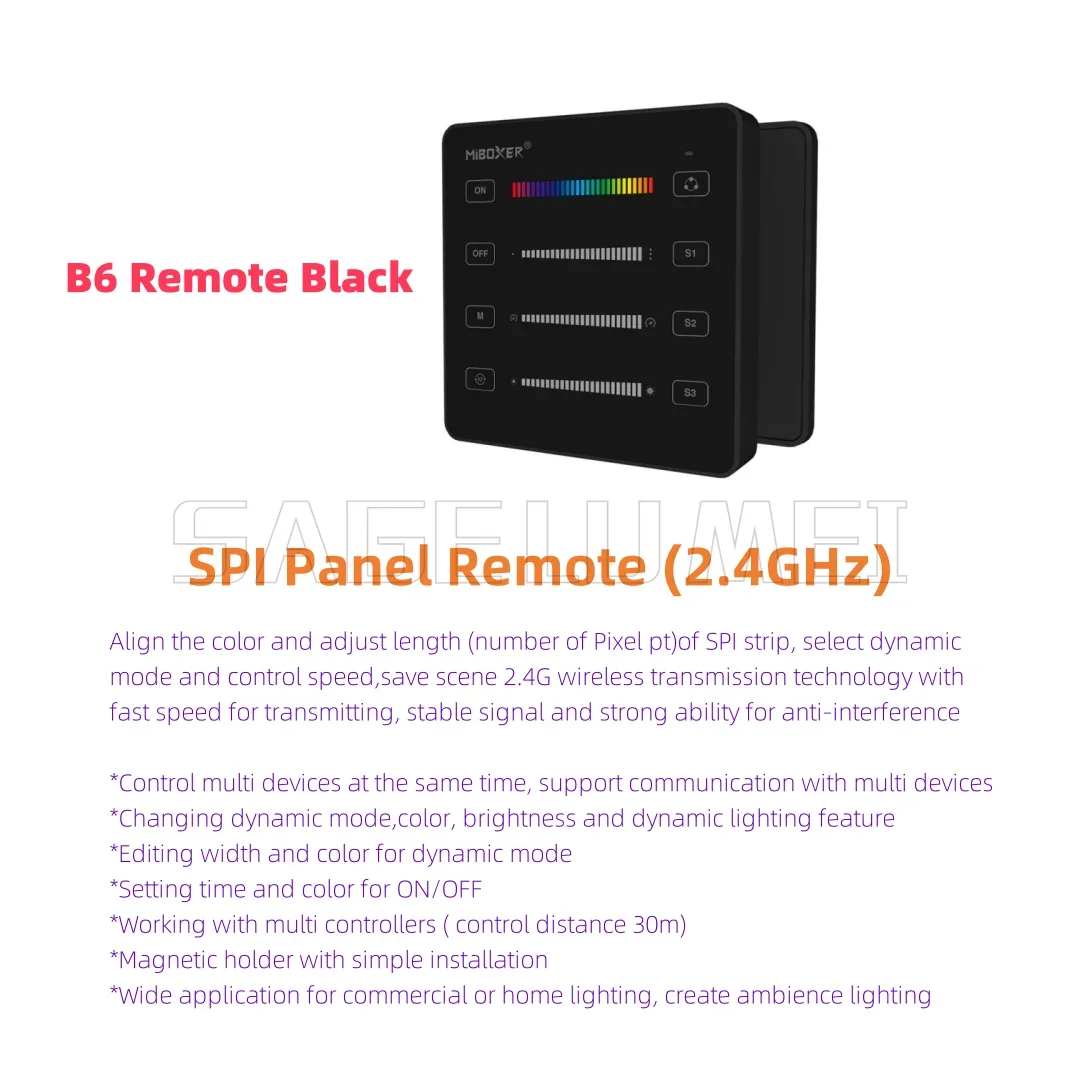 SPIR3 SPIR3-M C6 B6 SPI LED Controller MiBoxer Single Color+RGB+RGBW 3in1 Controller for Pixels Strip WS2812 with RF SPI Remote