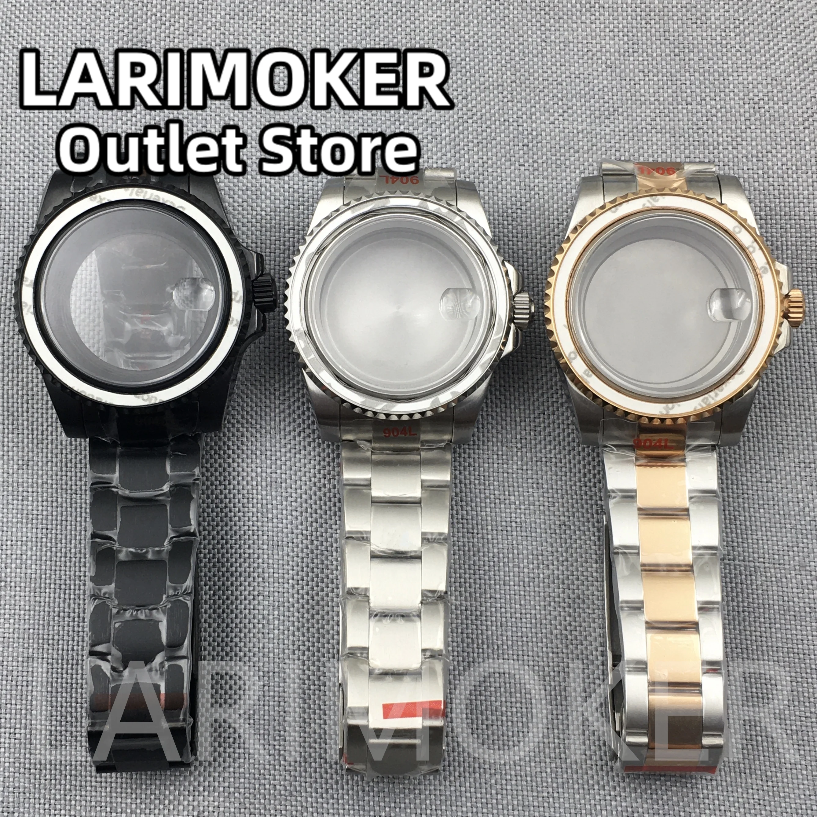 LARIMOKER 40mm stainless steel watch case unidirectional rotation fit NH35NH36 ETA2824 DG2813 3804 Miyota 8215 RONDA 515H PT5000