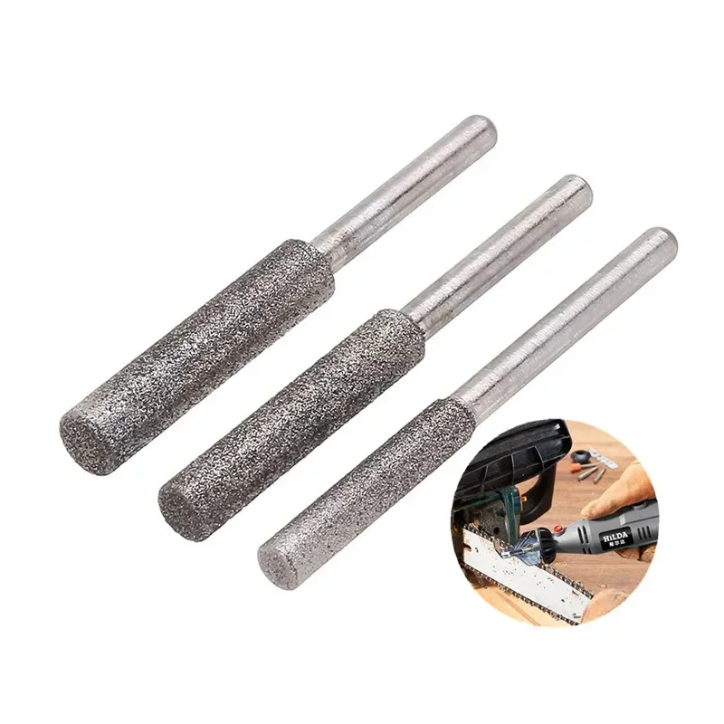 3 Pcs Diamond Chain Saw Sharpener Burr Stone Round File Fits 1453 Craftsman Grinding Rod Mill Rotary Tool