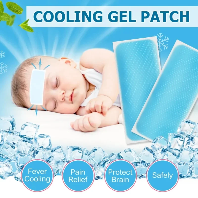 6/10/20pcs Cooling Gel Patch Effective Fever Can Relieve Headache Body Soreness Drowsiness Heat Stroke Headache for Baby Adult