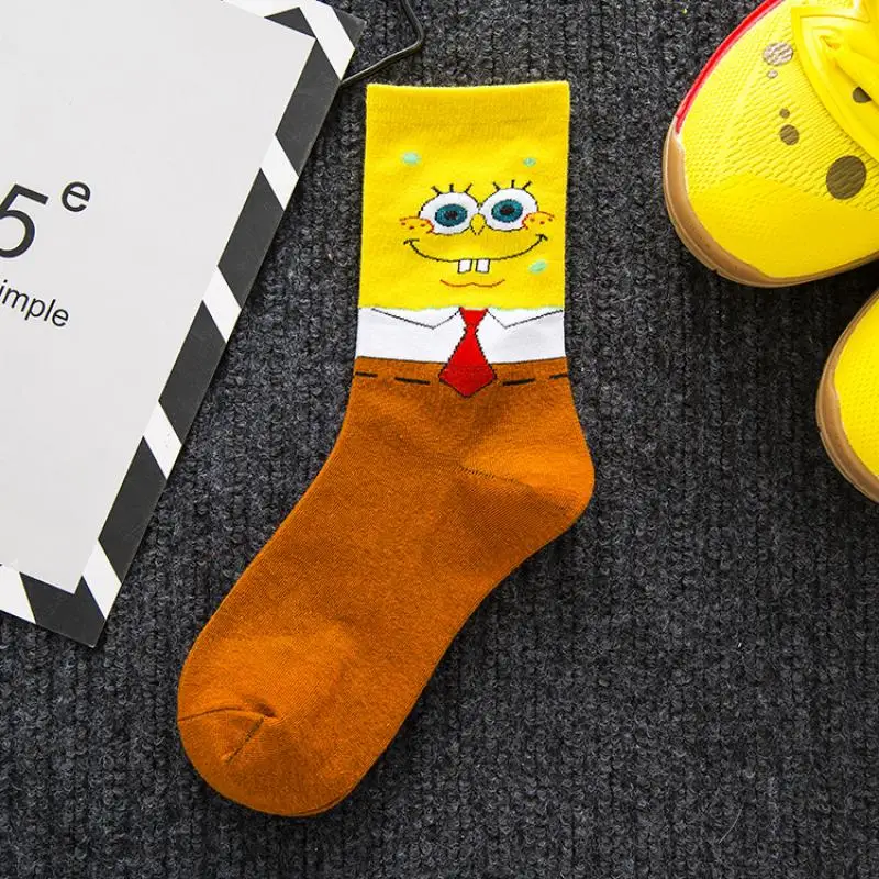 Sponge Bobs Kawaii Cotton Sock Cute Patrick Star Soft Comfortable Basketball Sock Breathable Sweat Absorbing Creative Girl Gifts