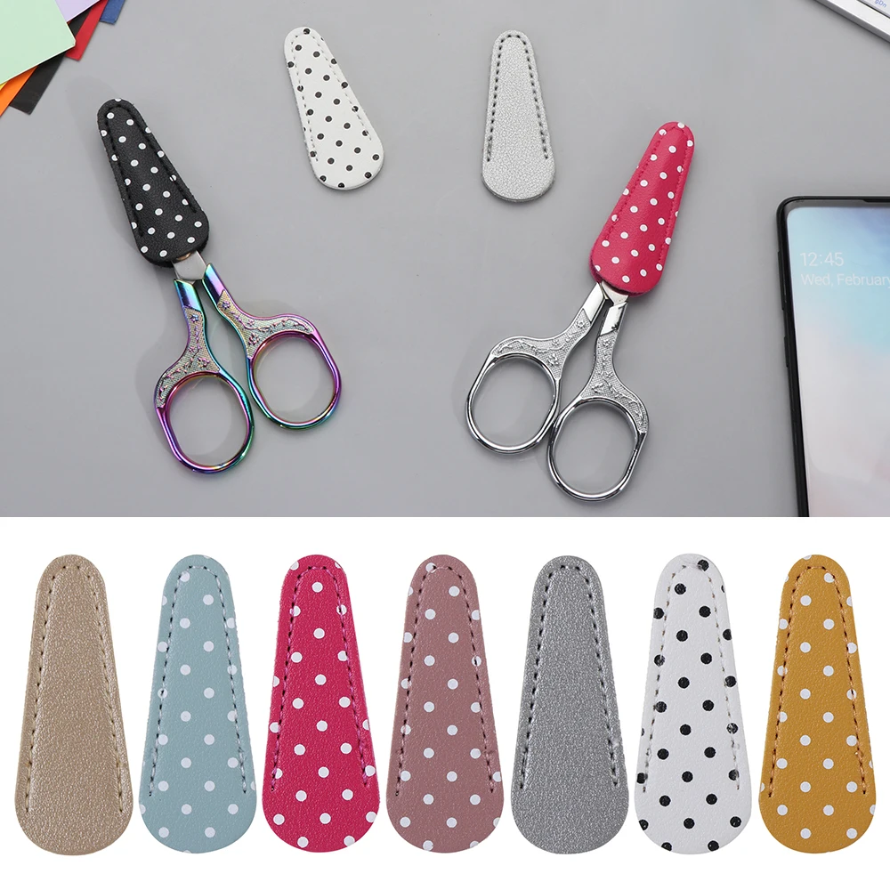 1PC Embroidery Scissors Protective Cases PU Leather Scissors Cover DIY Scissors Sleeve Crafts Sewing Tools