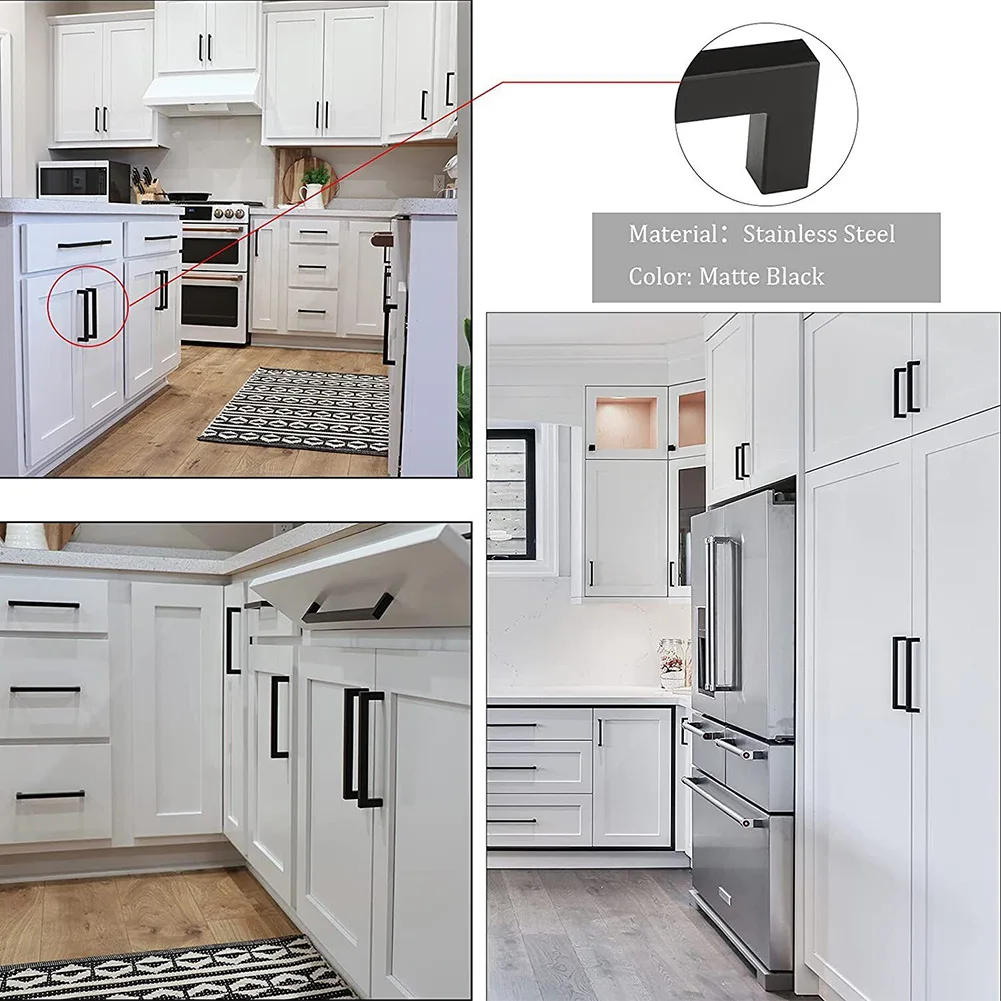 

Kitchen Cabinet Cabinet Handles Wear-resistant Drawer Pulls Easy To Install Furniture Door Handles Knobs Aluminum Alloy Black