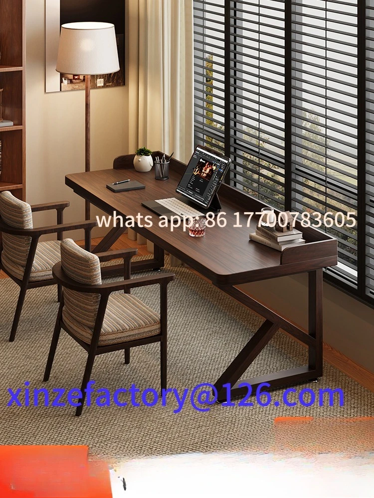 

Customizable all solid wood desk plus baffle computer table medium antique style