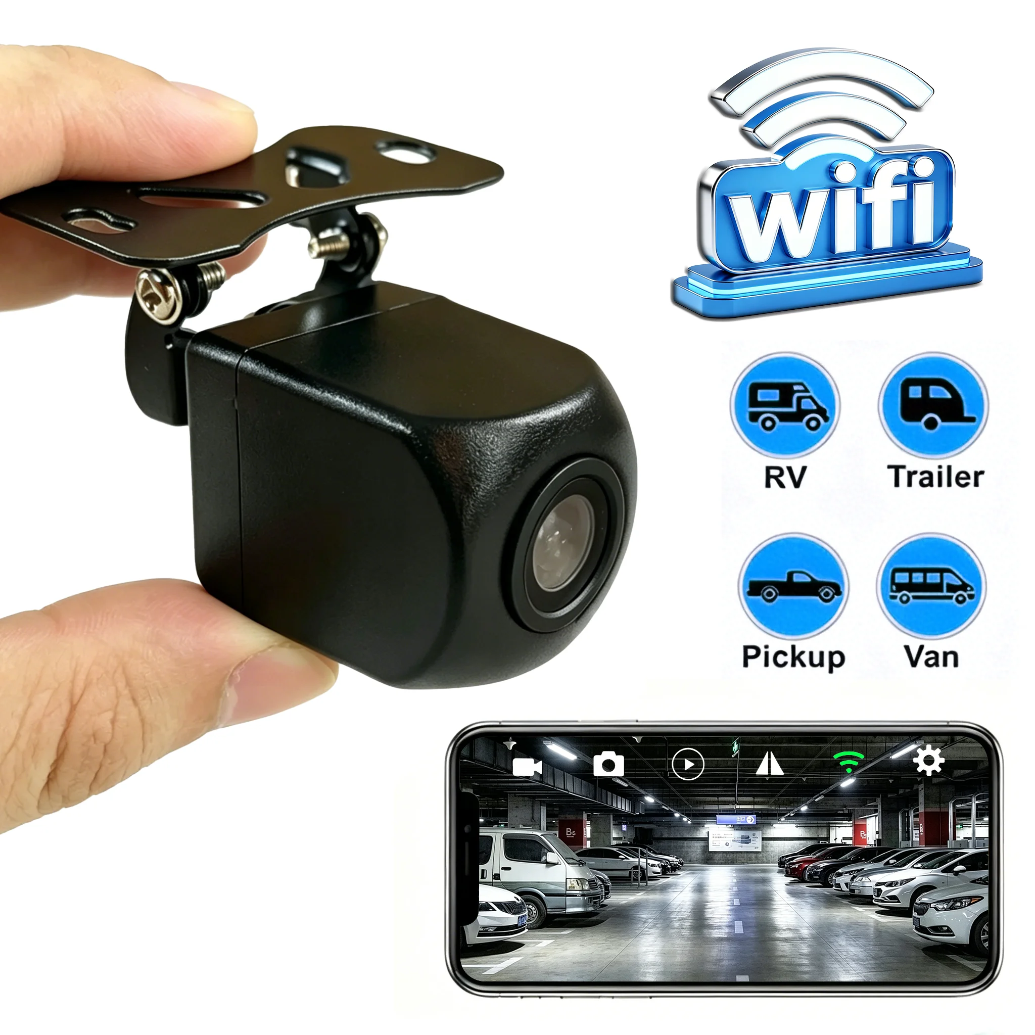 

BOSSCAR HD Wireless WiFi Car Backup Camera Professional Front Rear View Camera Compatible with Android iOS for Car Truck Use