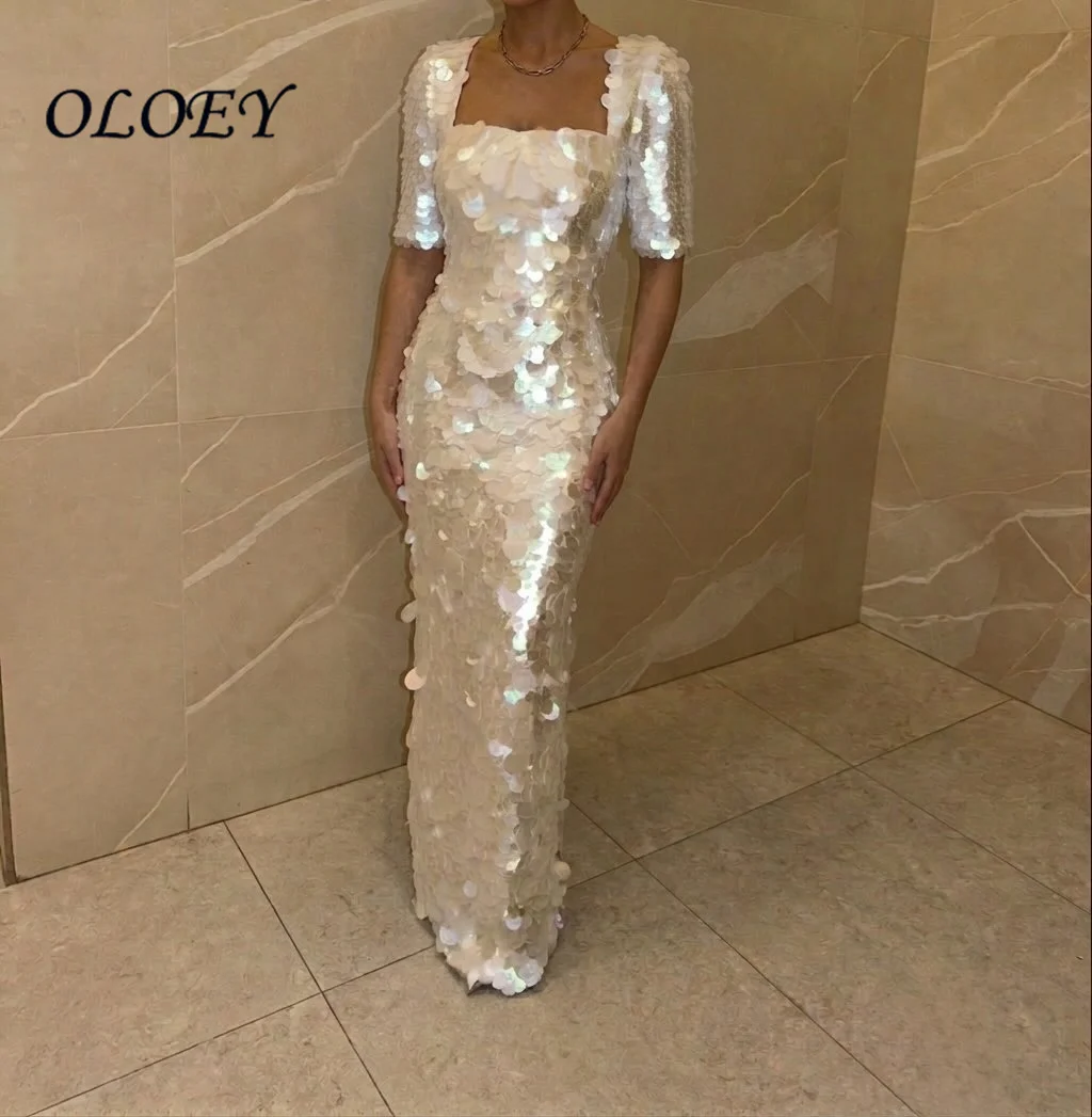 OLOEY 2026 Maßgeschneiderte Meerjungfrau-Abendkleider Quadratischer Ausschnitt Lange Ärmel Paillettenbesetzt Exquisite Hochwertige Ballkleider für Damen