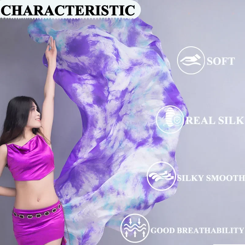 Kleur Maat Aangepast Volwassen Dames Buikdans Zijden Sluier Tie Geverfd Zijde Kleurverloop Kinderen Buikdans Oefensluier