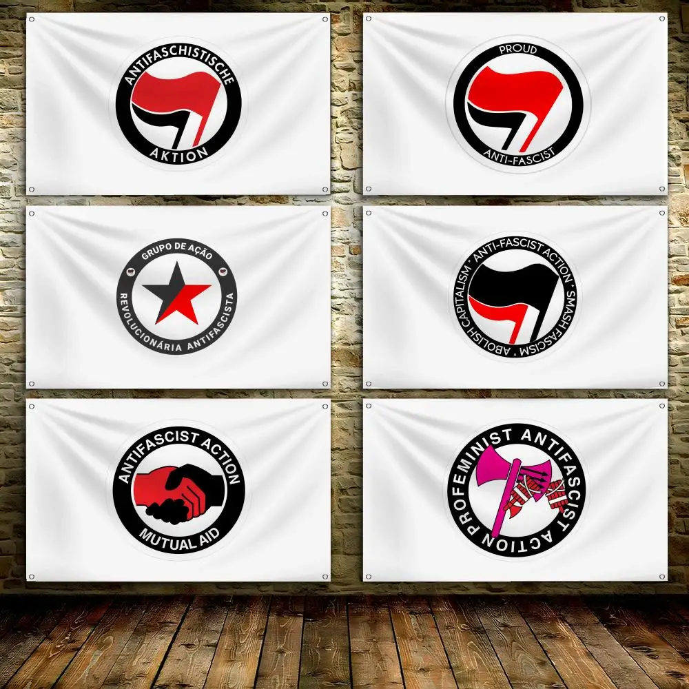 Antifascist Action Anti-Racism Flags Custom Wall Hanging Background Art Banner for Bedroom Home Living Room Outdoor Decor