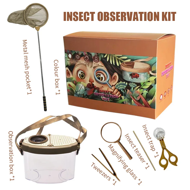 

Children's Insect Magnifying Observation Jar with Capture Mesh Pocket Feeding Transparent Collector Observation Box
