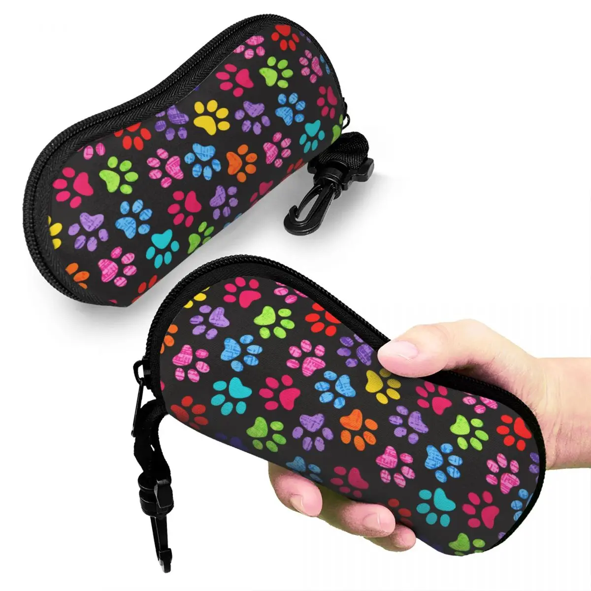 Custom Colorful Animal Footprint Dog Paw Prints Shell Eyeglasses Case Women Men Fashion Glasses Case Sunglasses Box Pouch