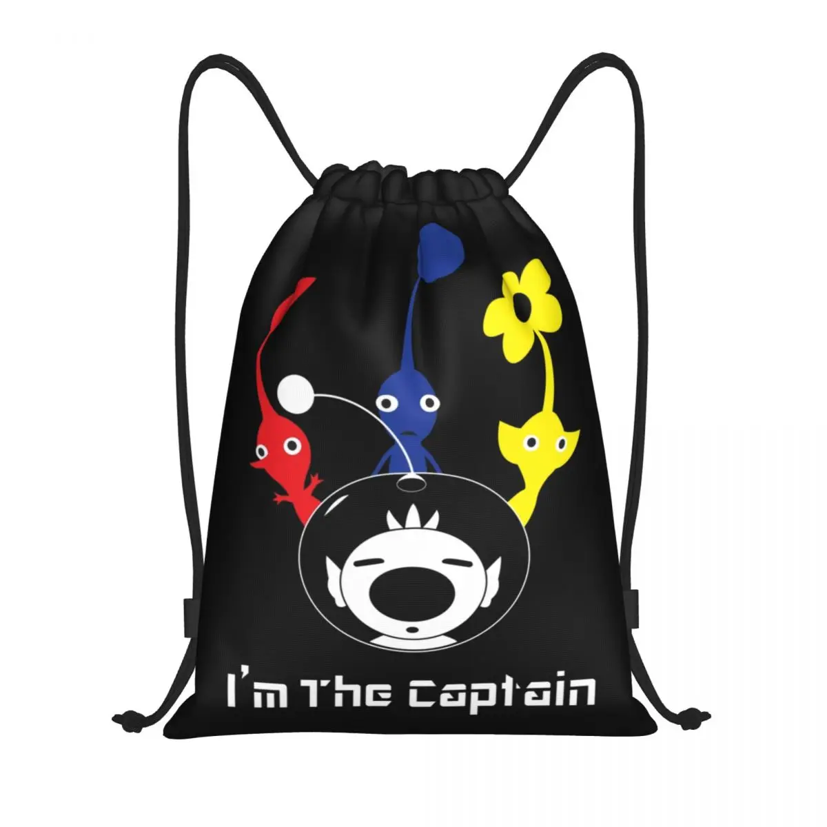 Pikmins-Saco de cordão de videogame para homens e mulheres, mochila esportiva dobrável, sou o capitão das mochilas