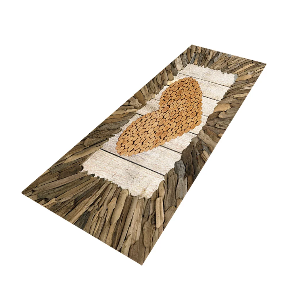 

120Cm Wooden Pattern Floor Mat Non-Slip Bath Rug For Bathroom Shower Bedroom Tub Decor Slip-Resistant Foot Textile
