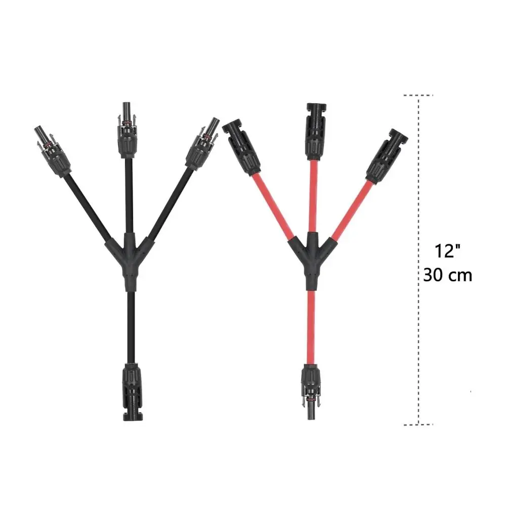 1000V/30A Solar Panel Connectors Flame Retardant Durable Y Branch Solar Connectors IP67 Waterproof Photovoltaic Cable Connectors