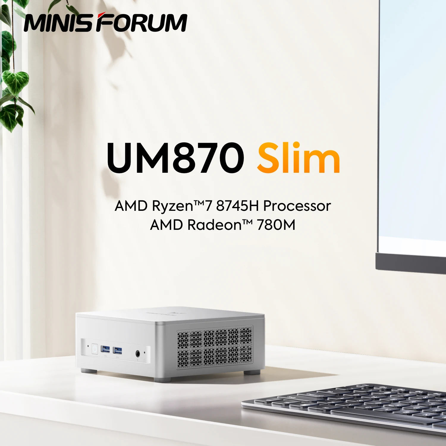 MINISFORUM UM870 Slim Ryzen 7 8745H Mini PC Windows 11 Pro DDR5