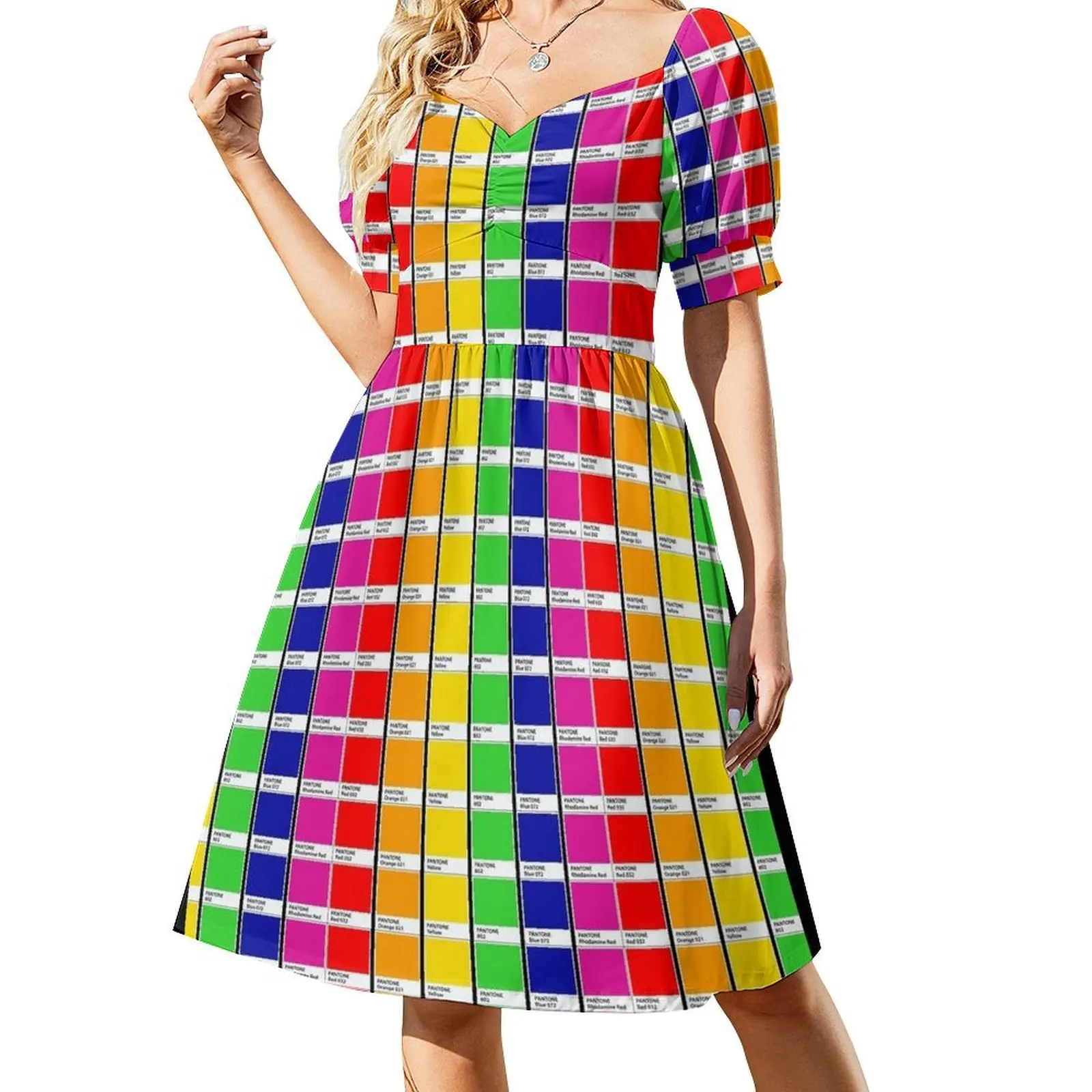 

Pantone Rainbow Colour Chips Short Sleeved Dress Dance dresses dresses with long sleeves dresses ladies 2025 summer Dress