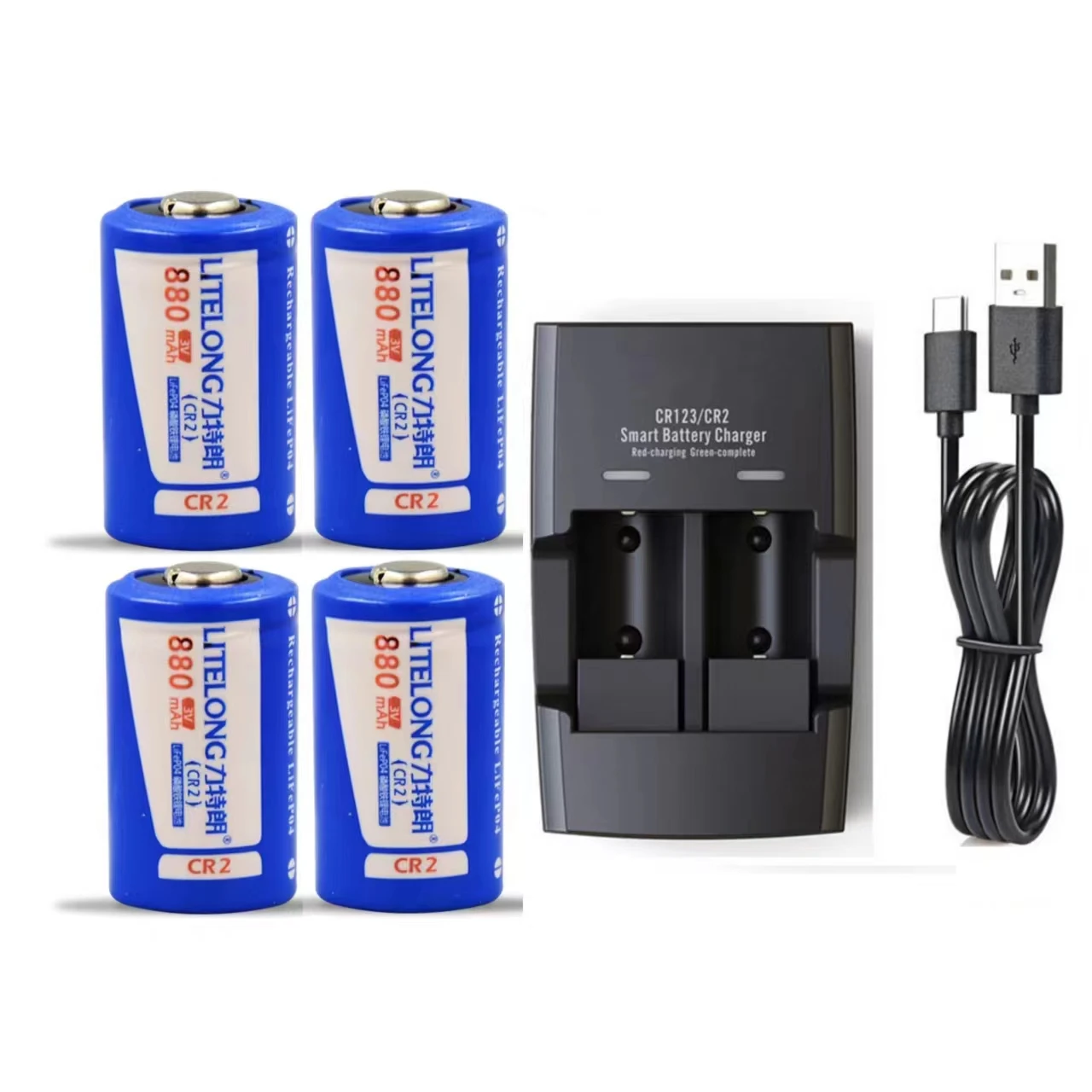 4PC CR2 LifePo4 batteria al litio 880mAh 3V batteria al litio ricaricabile telemetro fotocamera intelligente CR2 CR123A caricabatteria