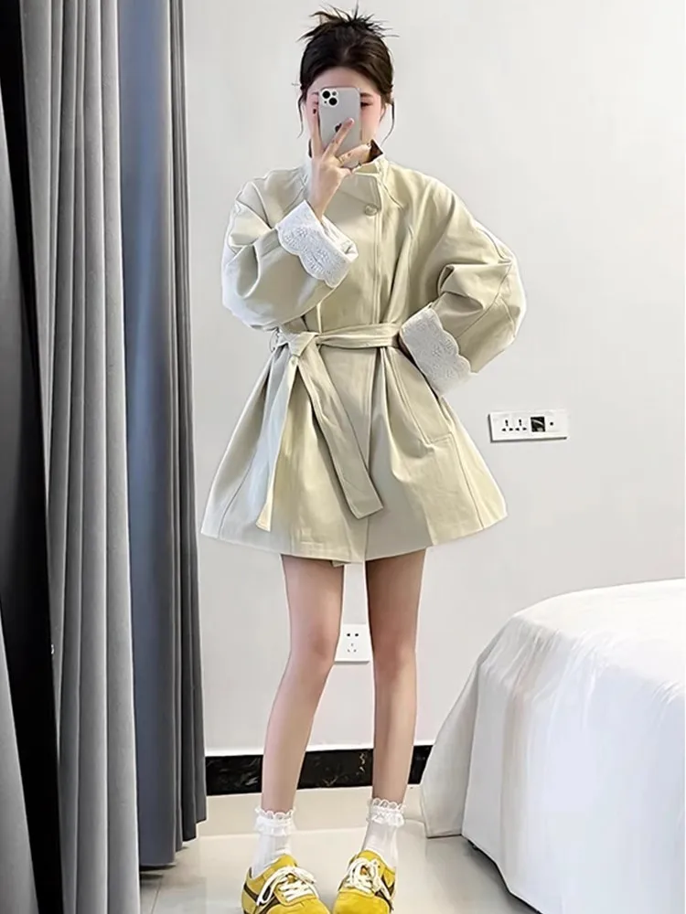 

Women'S Long Oversize Trench Coat Trun-Down Maxi Warm Slimming Classic Buttons Midi Split-Joint X-Long Ins Y2K Fitting Work Top