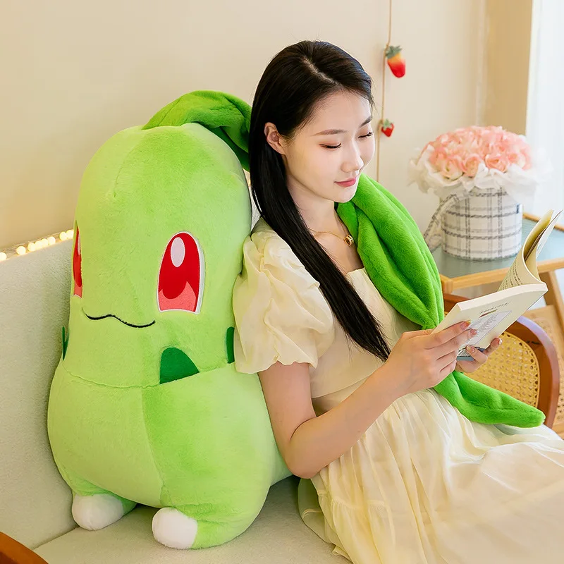 Pokemon Pet Chikorita Plush Toy Doll Throw Pillow Cute Child Sleeping Throw Pillow Plush Stuffed Plant Leaves Pokemon Doll Gifts