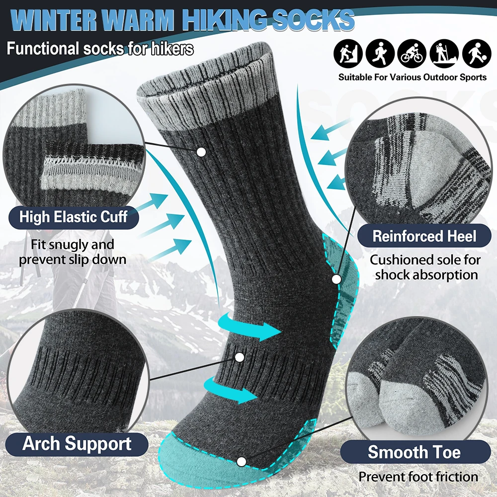 5 Pairs Men's Wool Socks Winte - Thermal Sock Wool 评论和价格