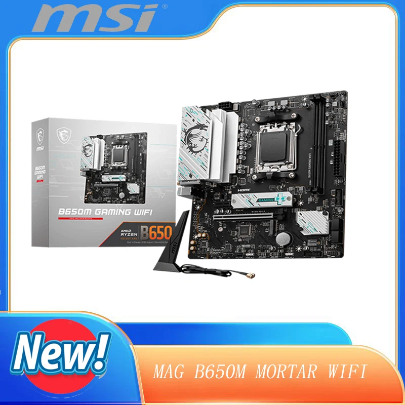 

Материнская плата игрового Wi-Fi MSI B650M, mATX — поддерживает процессоры серии AMD Ryzen 7000, AM5 — усиление памяти DDR5 7800+ МГц/OC, PCIe