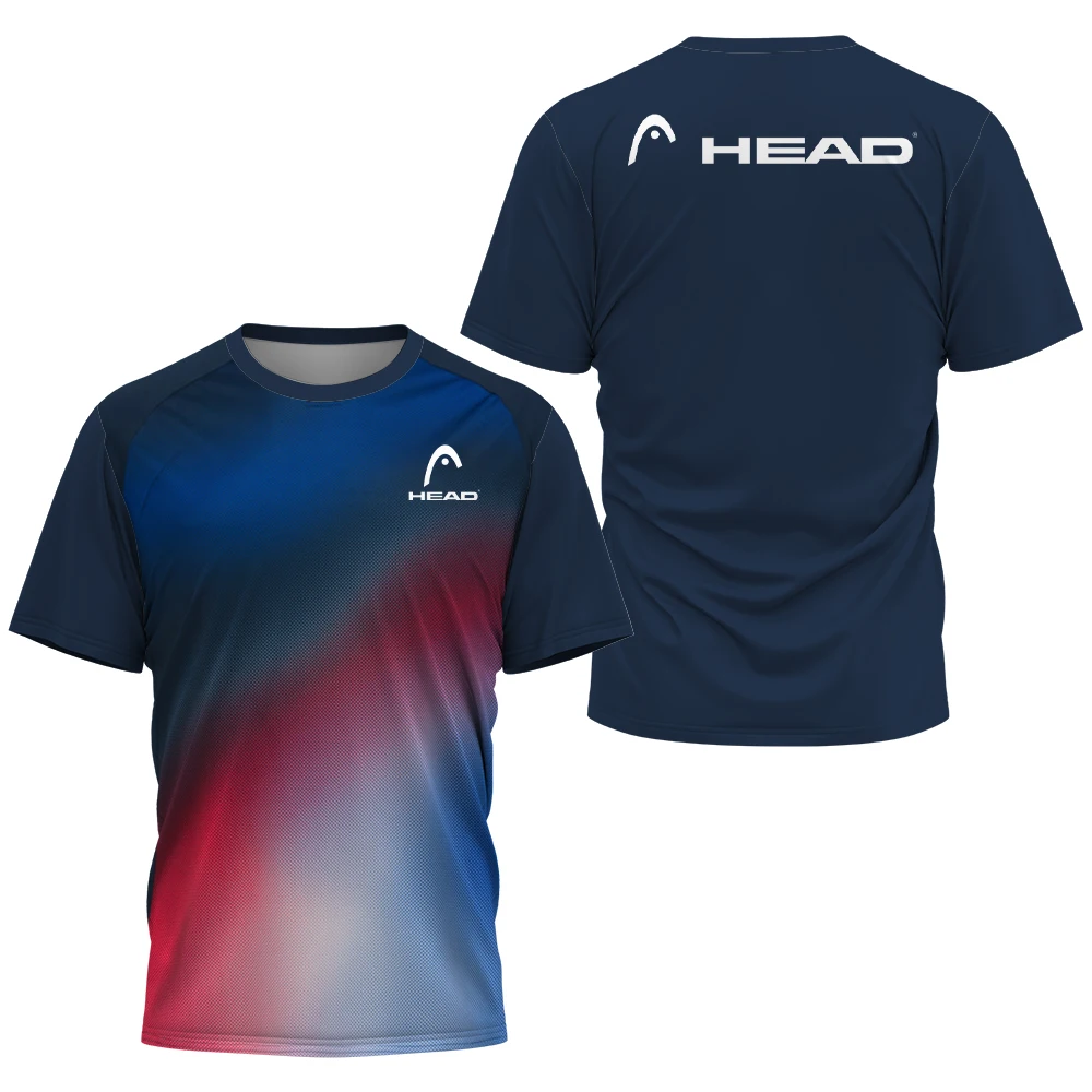 Ropa de entrenamiento de tenis para hombre, 3D Camiseta estampada con gradiente, ropa deportiva de bádminton al aire libre, Tops holgados de manga